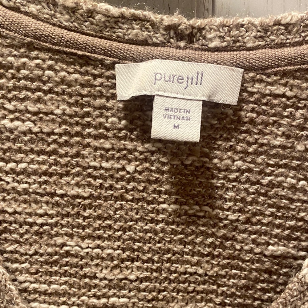 Pure Jill Women's Tan Crew V Neck Sweater